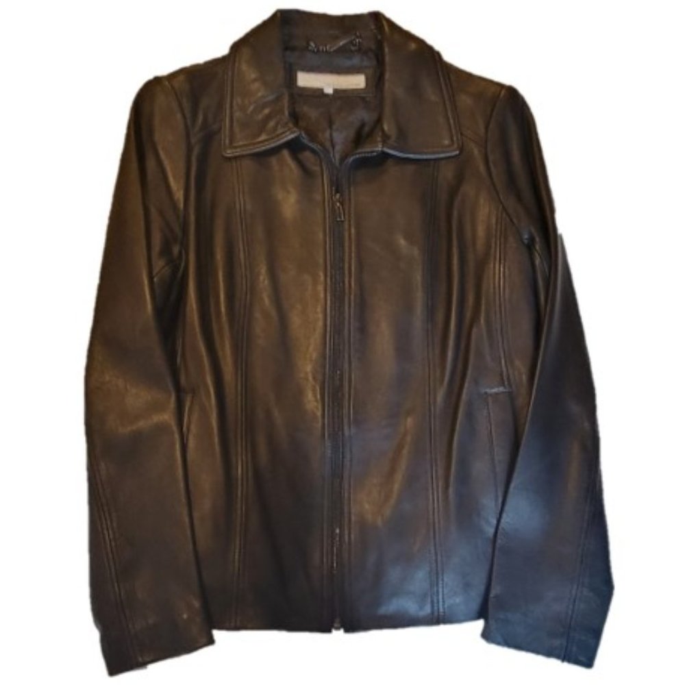 Wilsons Leather Black Genuine Leather Jacket RN69426 Size Large